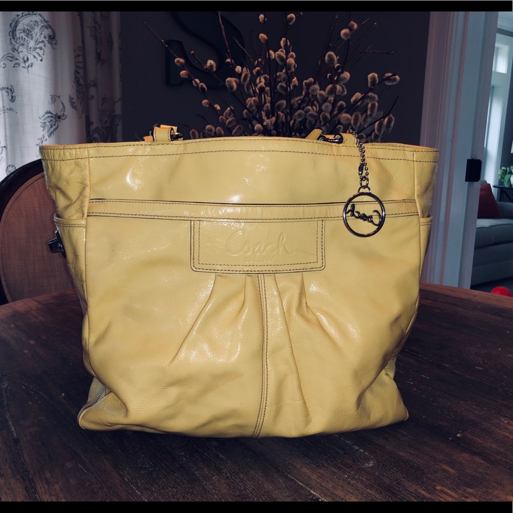 Genuine Coach Yellow Patent Leather Tote